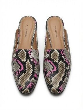 14th & Union Snakeskin Mule Loafers Pink Black Gold Size 8.5M Nordstrom Rack